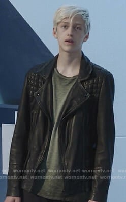 Andy’s leather moto jacket on The Gifted