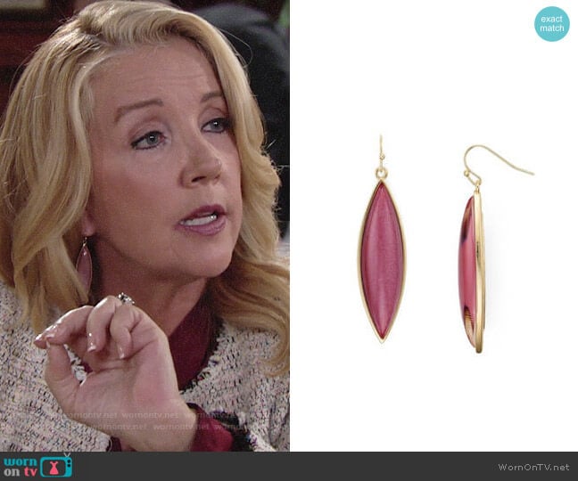 Aqua Brynnie Marquis Drop Earrings worn by Nikki Reed Newman (Melody Thomas-Scott) on The Young and the Restless