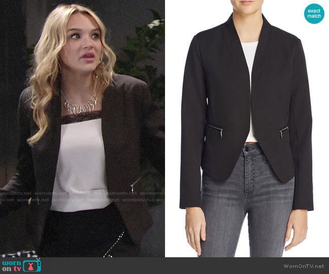 Aqua Zip Pocket Blazer worn by Summer Newman (Hunter King) on The Young and the Restless