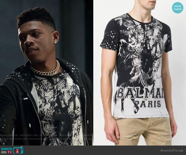 Mariniere Print T-shirt by Balmain worn by Hakeem Lyon (Bryshere Y. Gray) on Empire