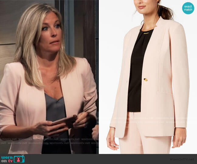 Calvin Klein One Button Blazer worn by Carly Spencer (Laura Wright) on General Hospital