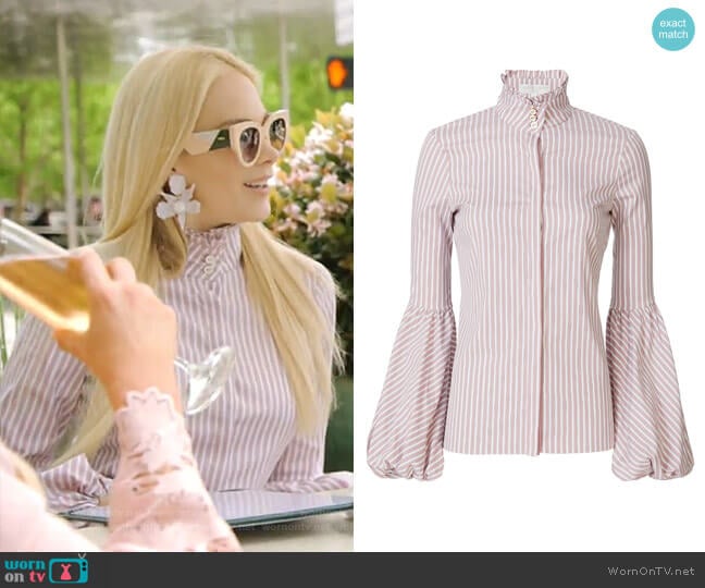 Jacqueline Striped Blouse by Caroline Constas worn by Kameron Westcott on The Real Housewives of Dallas