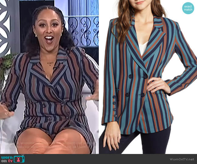 Striped Blazer by Chelsea28 worn by Tamera Mowry on The Real