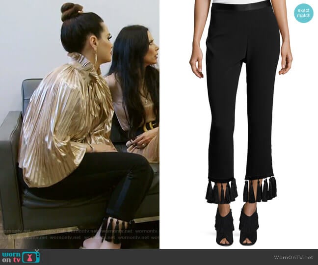 Tash Tassel-Hem Straight-Leg Pants by Cinq a Sept worn by D’Andra Simmons on The Real Housewives of Dallas