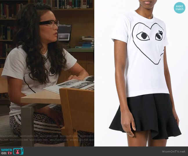 Printed Heart T-shirt by Comme Des Garcons PLAY worn by Doris (Ali Wong) on American Housewife