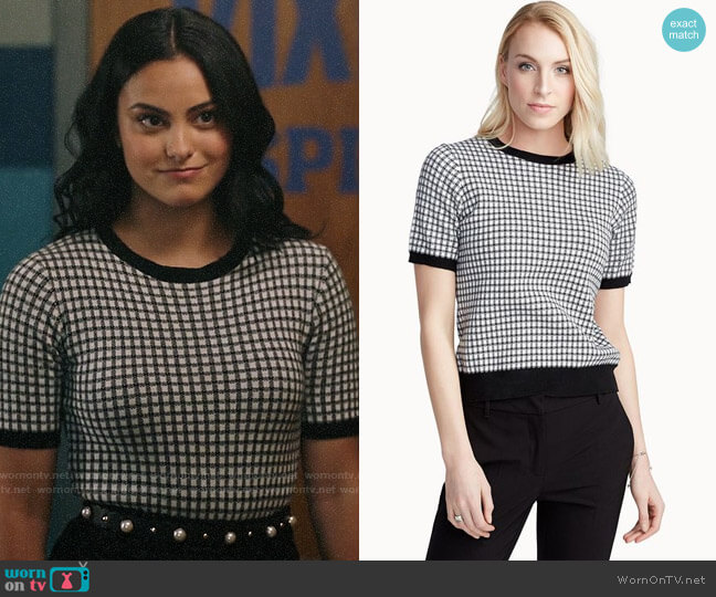 Contemporaine Organic Cotton Gingham Sweater worn by Veronica Lodge (Camila Mendes) on Riverdale