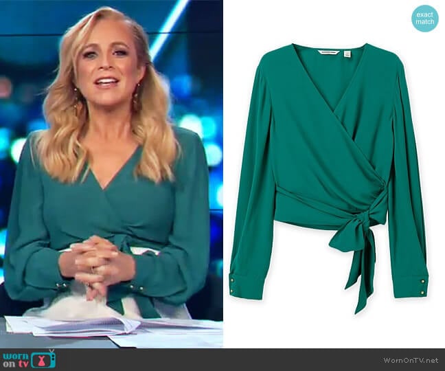 Wrap Top by Country Road worn by Carrie Bickmore on The Project