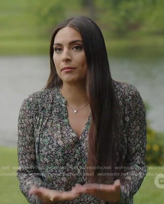 Cristal’s black floral blouse on Dynasty