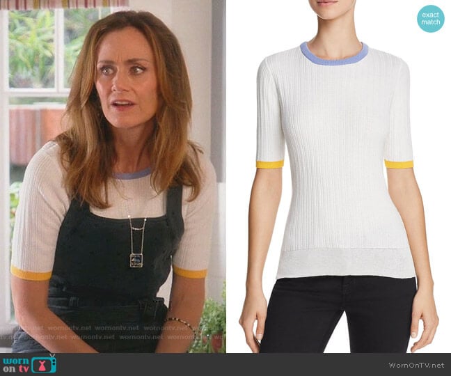 Ribbed Cotton-Blend Top by Derek Lam 10 Crosby worn by Maya (Diane Farr) on Splitting Up Together