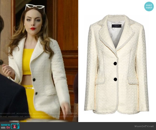 Bouclé-Tweed Blazer by Derek Lam worn by Fallon Carrington (Elizabeth Gillies) on Dynasty