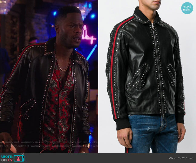 Studded Leather Jacket by Dsquared2 worn by Jeff Colby (Sam Adegoke) on Dynasty