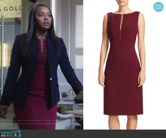 Doreen Ladder Front Sheath Dress by Elie Tahari worn by Michaela Pratt (Aja Naomi King) on How to Get Away with Murder