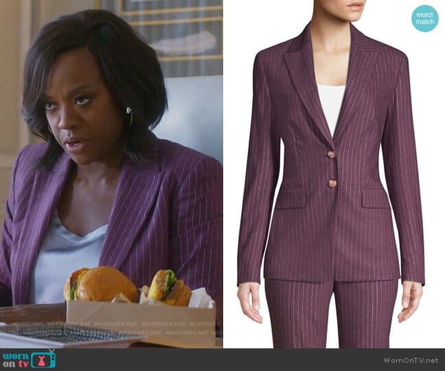 Metallic Pinstripe Jacket by Escada worn by Annalise Keating (Viola Davis) on How to Get Away with Murder