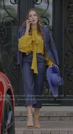 Fallon's pinstriped suit and yellow ruffled blouse on Dynasty