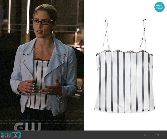 Felicity’s striped lace-trim top on Arrow