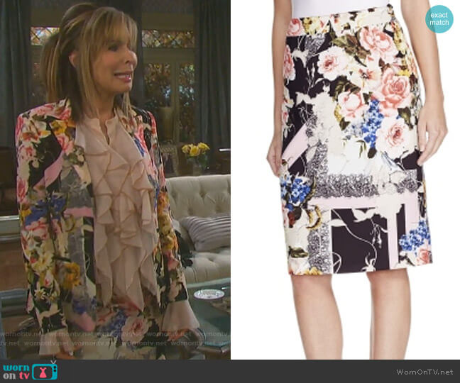 Floral Print Pencil Skirt by Basler worn by Kate Roberts (Lauren Koslow) on Days of our Lives