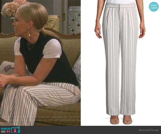 True Stripe Straight-Leg Pants by Frame worn by Jennifer Horton (Melissa Reeves) on Days of our Lives