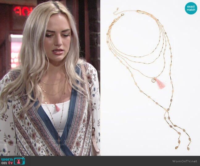 Free People Tiny Tassel Necklace worn by Bayley Corman (Bayley Corman) on The Young and the Restless