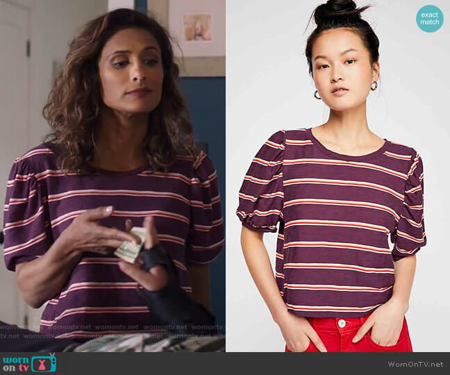 We The Free Molly Tee by Free People worn by Emet Kamala-Sweetzer (Sarayu Blue) on I Feel Bad