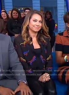 Ginger’s black embroidered tiger shirt on Good Morning America