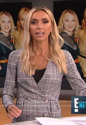 Giuliana’s grey plaid button front dress on E! News