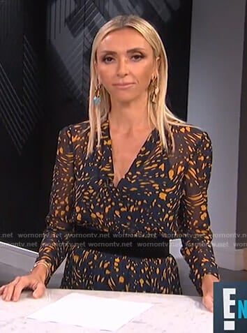 Giuliana’s navy splatter print dress on E! News