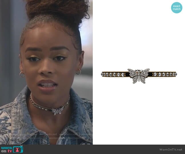 Crystal Studded Butterfly Choker by Gucci worn by Tiana Brown (Serayah McNeill) on Empire