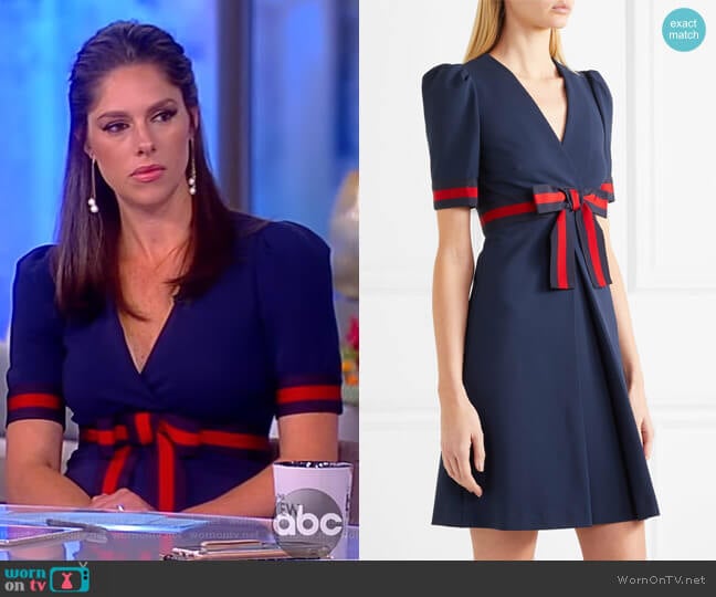 Grosgrain-trimmed stretch-ponte mini dress by Gucci worn by Abby Huntsman on The View