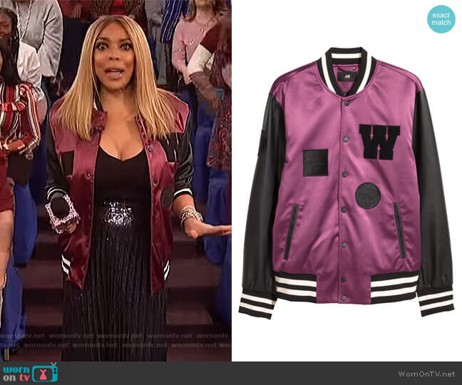 Padded Baseball Jacket by H&M worn by Wendy Williams on The Wendy Williams Show