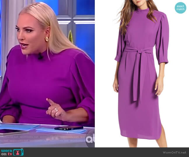 WornOnTV: Meghan’s purple tie waist dress on The View | Meghan McCain ...