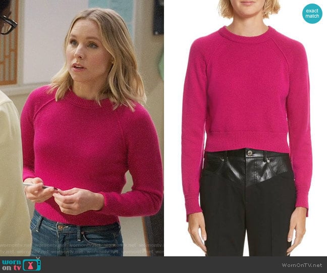 Helmut Lang Cashmere Cropped Sweater worn by Eleanor Shellstrop (Kristen Bell) on The Good Place