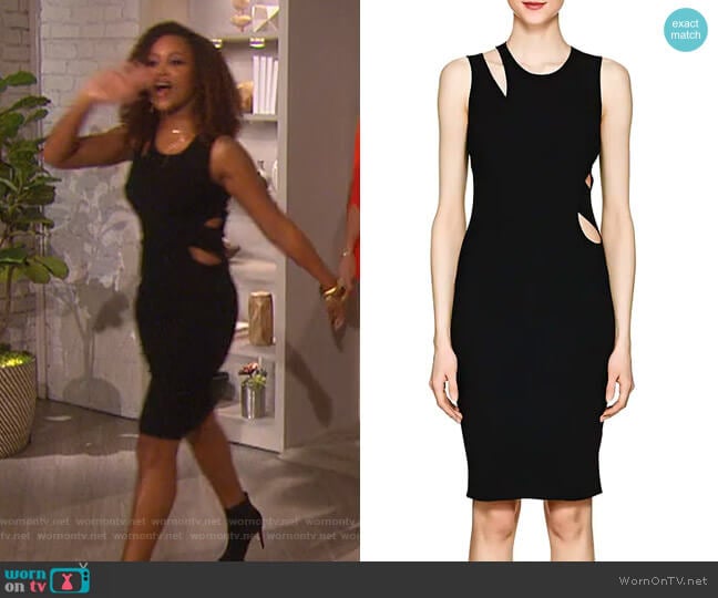 Cutout Compact Knit Tank Dress by Helmut Lang worn by Eve on The Talk