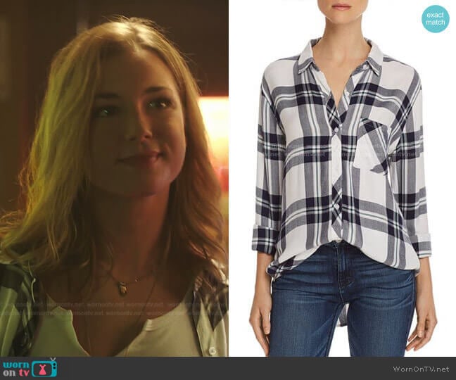 Hunter Shirt in White Navy Forestby Rails worn by Nicolette Nevin (Emily VanCamp) on The Resident