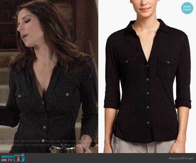 James Perse Sheer Slub Side Panel Shirt worn by Sam McCall (Kelly Monaco) on General Hospital