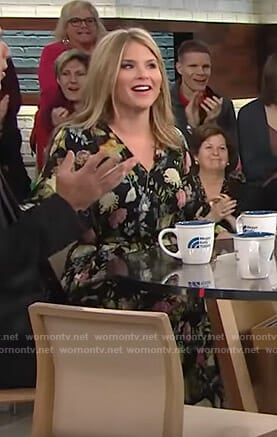 Jenna’s black floral v-neck dress on Today