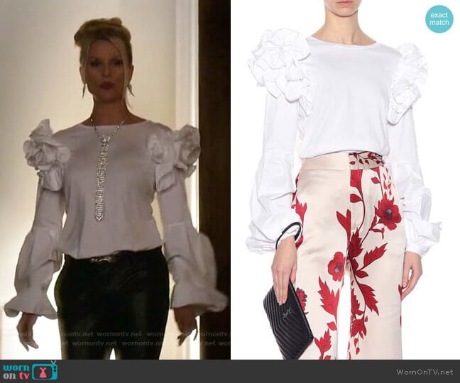 Kyoto Top by Johanna Ortiz worn by Alexis Carrington (Elaine Hendrix) on Dynasty