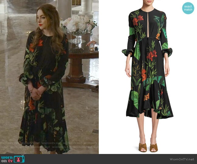 Namibia Dress by Johanna Ortiz worn by Fallon Carrington (Elizabeth Gillies) on Dynasty