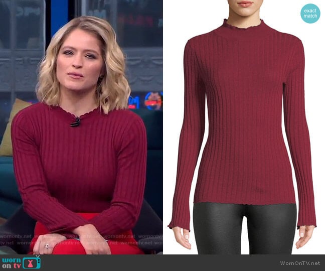 WornOnTV: Sara’s red ribbed scalloped sweater on GMA Day | Sara Haines ...