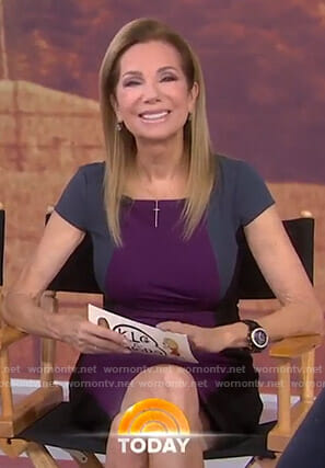 Kathie's purple colorblock dress on Today