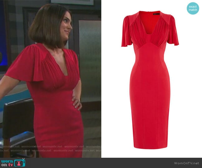 Gathered Detail Midi Dress by Karen Millen worn by Chloe Lane (Nadia Bjorlin) on Days of our Lives