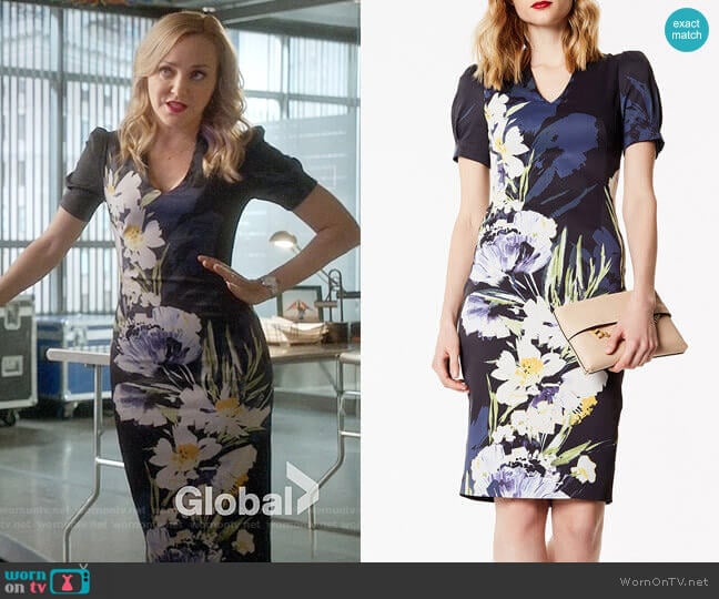 Karen Millen Sculpting Floral Pencil Dress worn by Marissa Morgan (Geneva Carr) on Bull