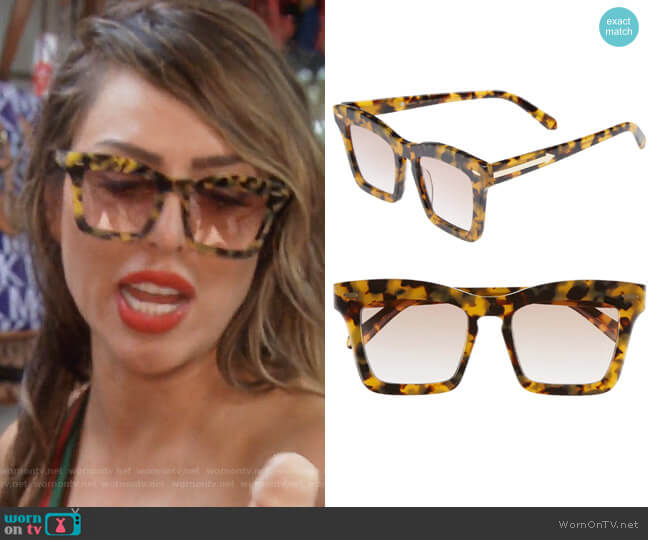 Banks 51mm Rectangular Sunglasses by Karen Walker worn by Kelly Dodd on The Real Housewives of Orange County