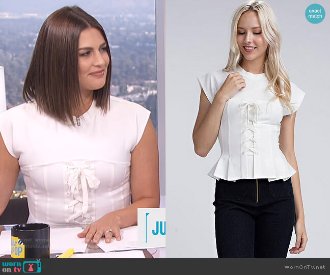 Kira Peplum Top by Honey Punch worn by Carissa Loethen Culiner on E! News