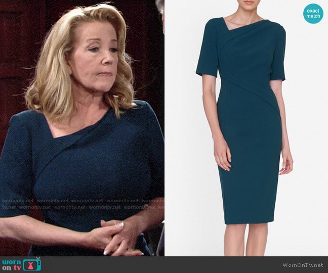 LK Bennett Saskia Asymmetrical Sheath Dress worn by Nikki Reed Newman (Melody Thomas-Scott) on The Young and the Restless