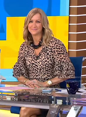 Lara’s leopard tiered sleeve top on Good Morning America