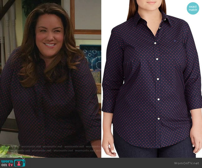 Floral-Print Cotton Shirt by Ralph Lauren worn by Katie Otto (Katy Mixon) on American Housewife