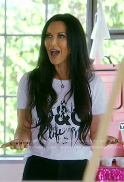 LeeAnn's white graphic tee on The Real Housewives of Dallas