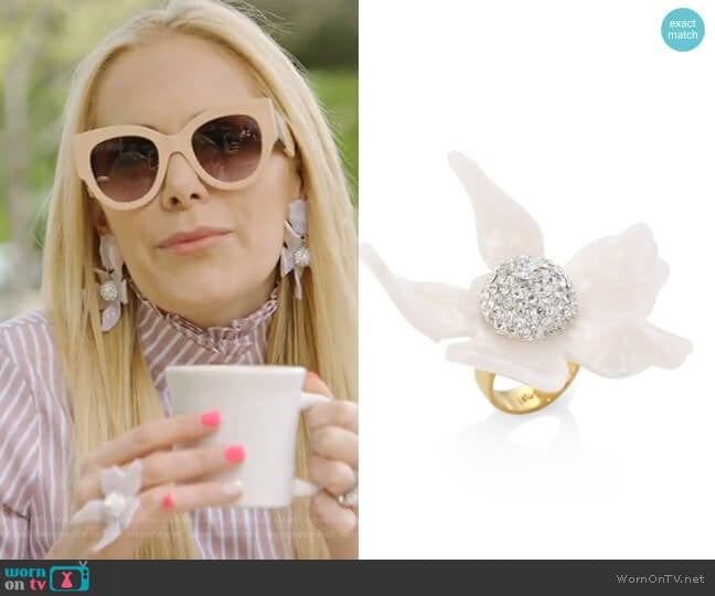 Crystal Lily Ring by Lele Sadoughi worn by Kameron Westcott on The Real Housewives of Dallas