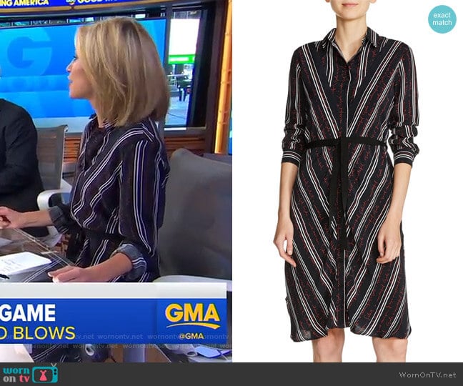 Stripe Shirtdress by Maje worn by Amy Robach on Good Morning America