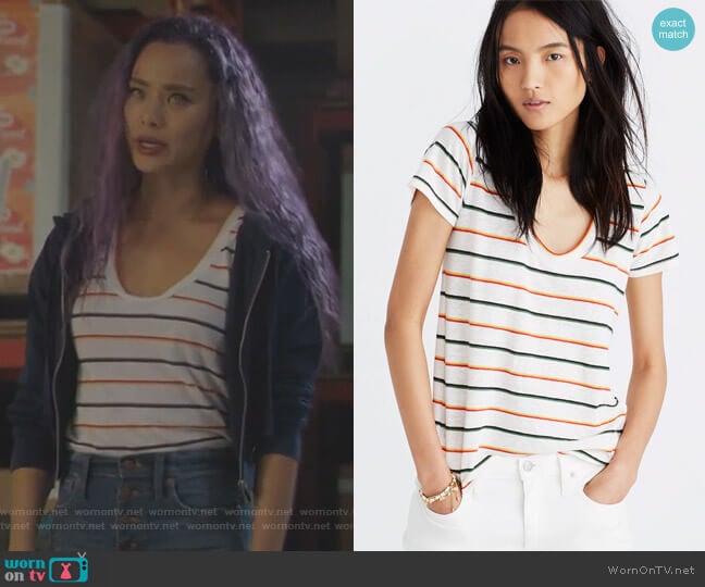 City Tee in Walcott Stripe by Madewell worn by Clarice Fong (Jamie Chung) on The Gifted